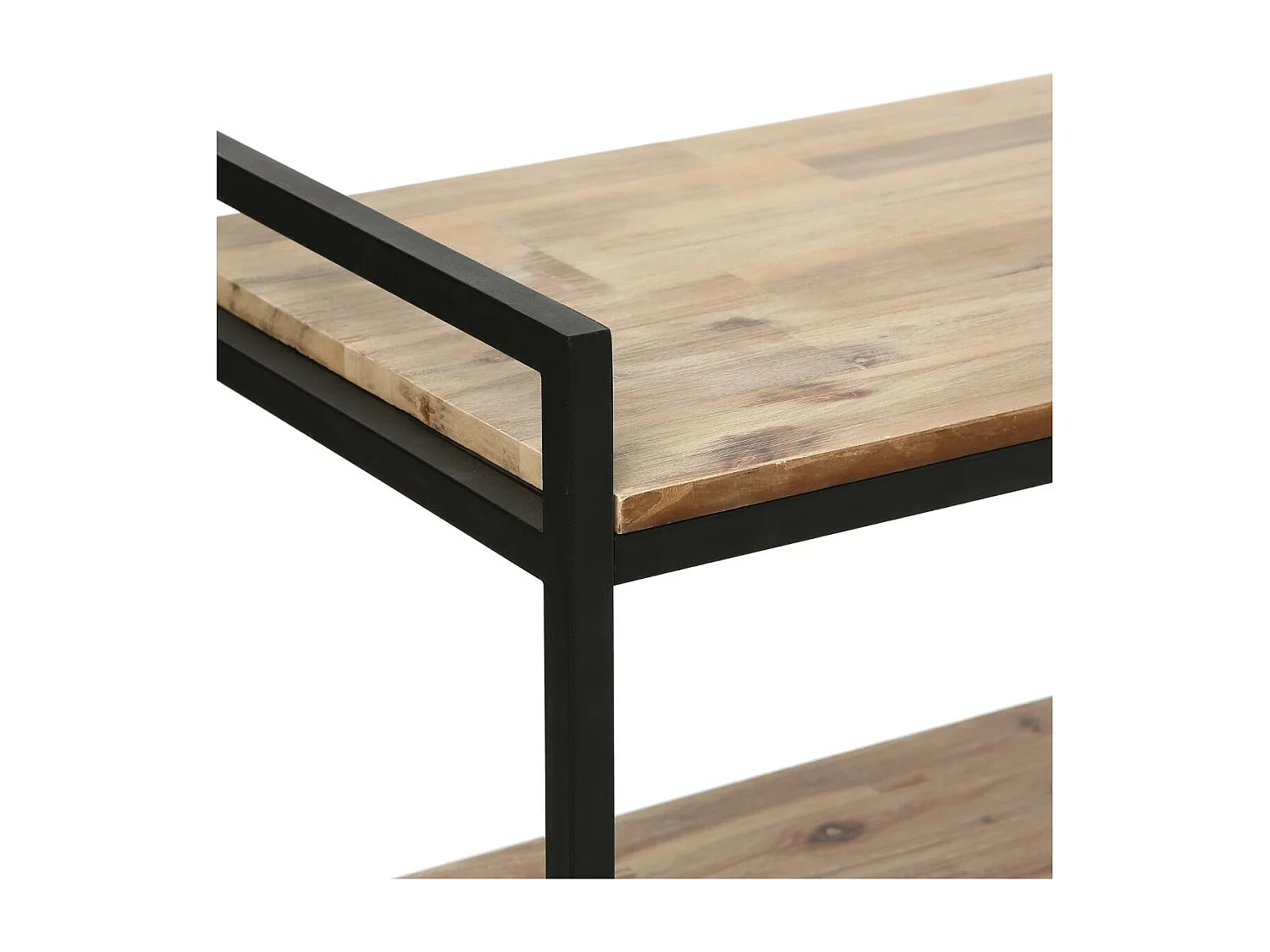 Meuble Console en Bois d'Acacia et Métal Noir H 75 cm