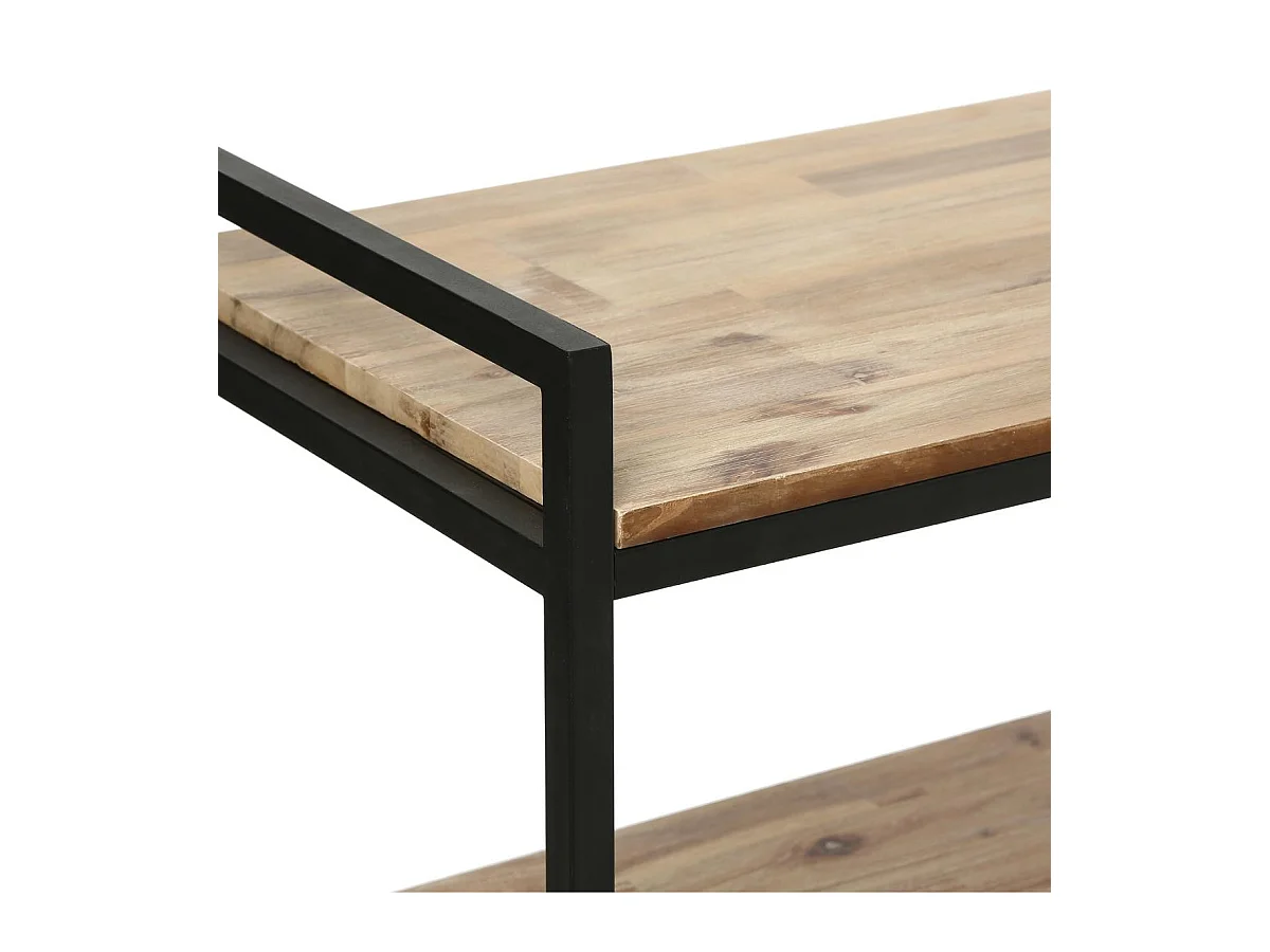 Meuble Console en Bois d'Acacia et Métal Noir H 75 cm