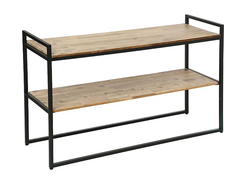 Meuble Console en Bois d'Acacia et Métal Noir H 75 cm