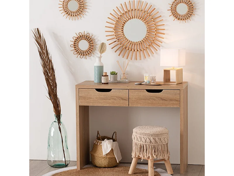 Meuble Console 2 Tiroirs en Bois H 80 cm