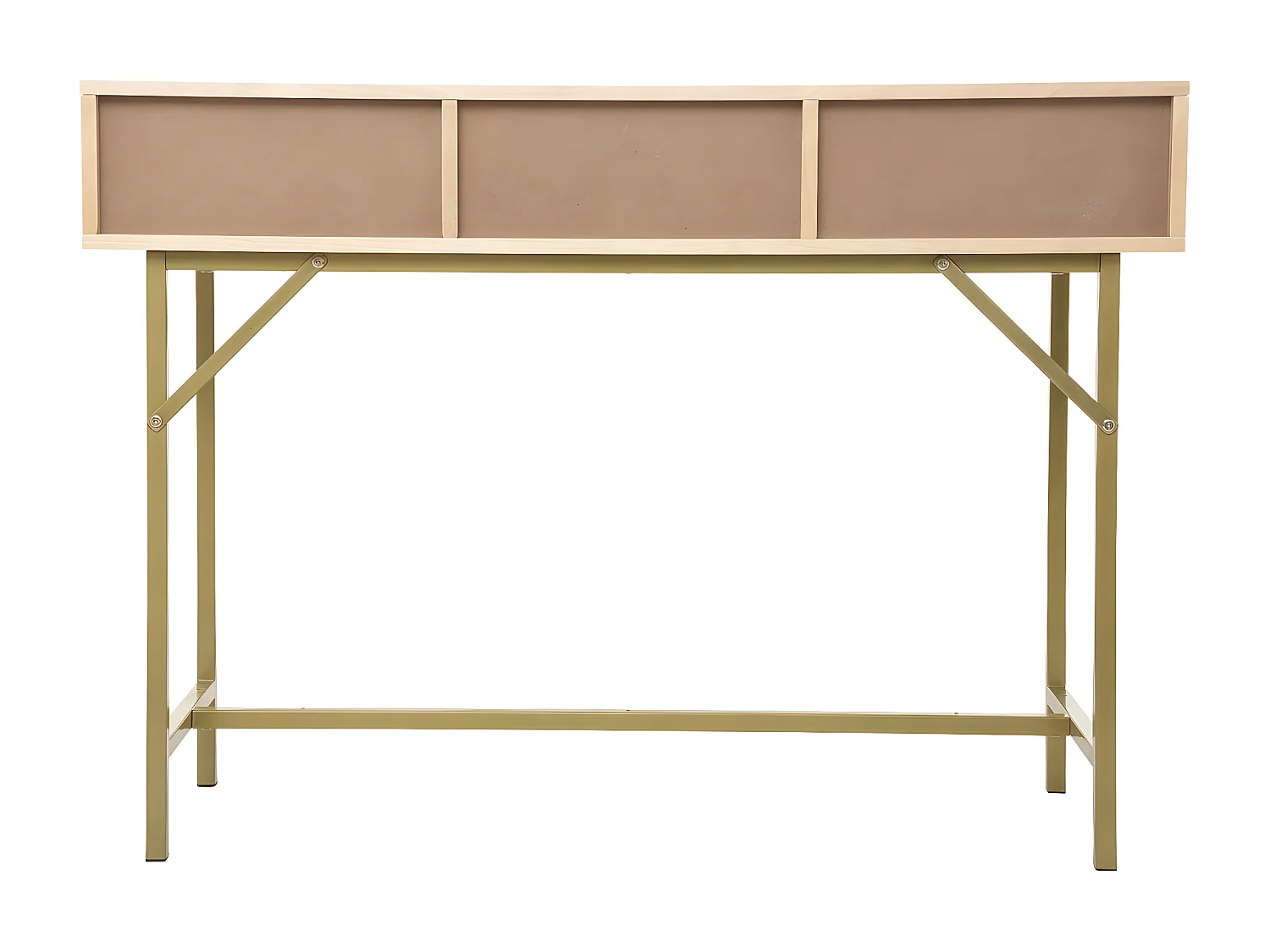 Console 3 Tiroirs Cannage en Rotin Bois de Bouleau & Acajou finition laquée