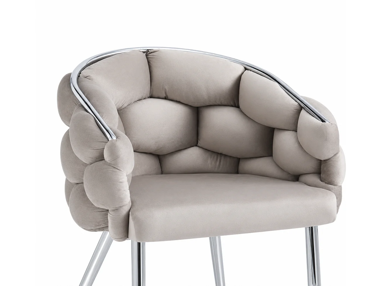 Lot de 2 chaises velours taupe pieds chromés