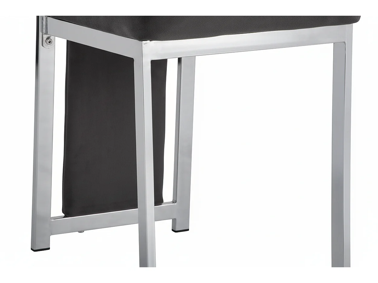 Lot 6 Chaises Salle à Manger Dana Velours Noir Contour Chrome 56x43x99cm