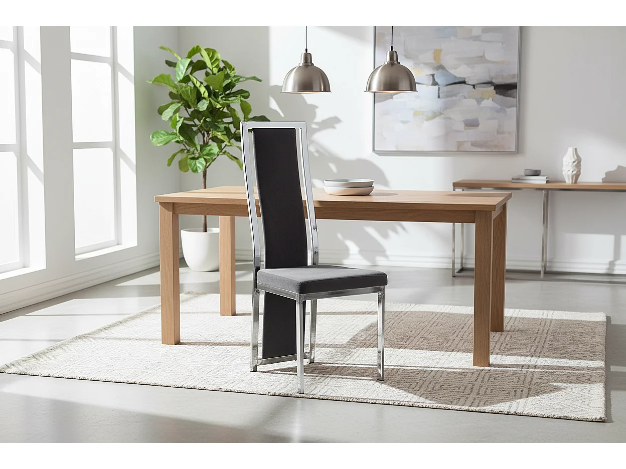 Lot 6 Chaises Salle à Manger Dana Velours Noir Contour Chrome 56x43x99cm