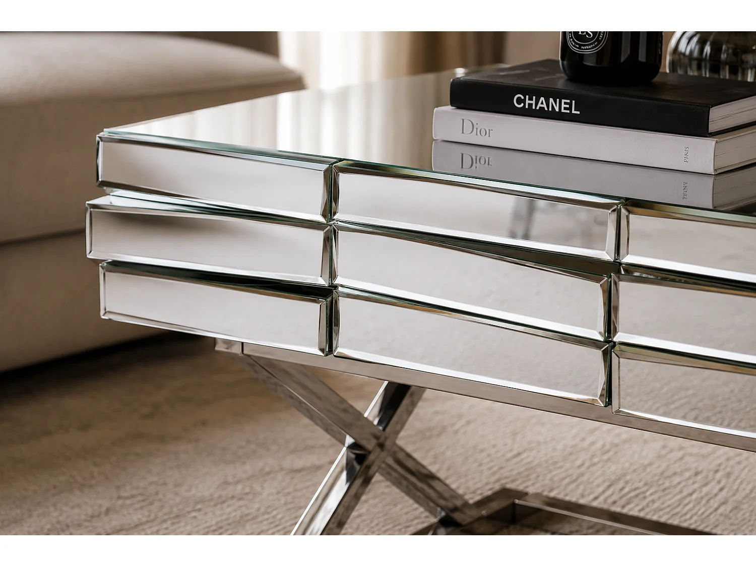Chevet MOZAIK – Effet Miroir – 60x40x54,5 cm – Style Glamour