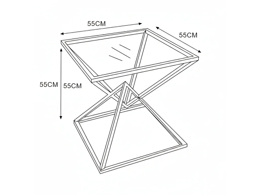 Guéridon PYRAMIDE Gold Transparent 55x55x H55 cm