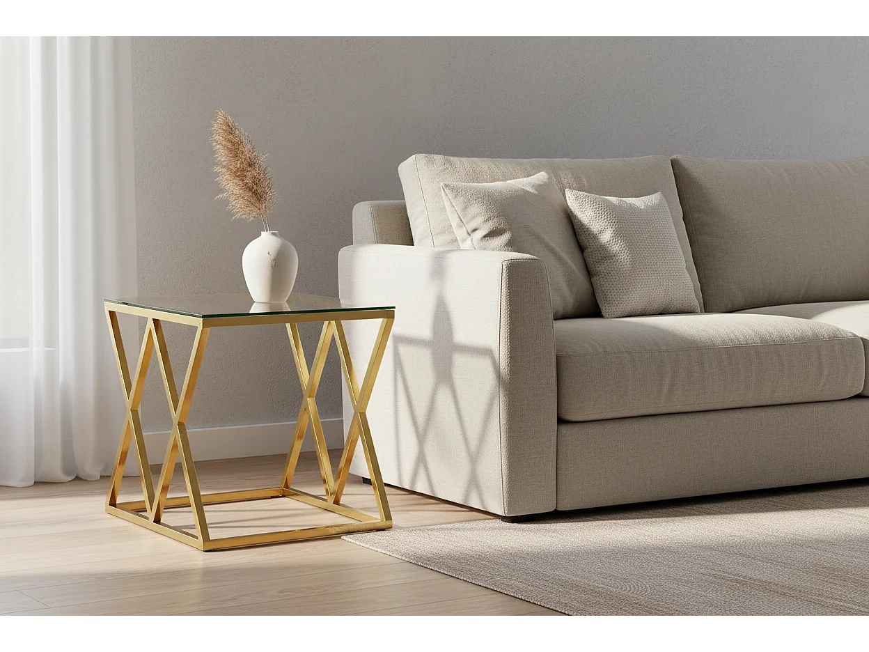 Guéridon TRIANGLE – Finition Gold – 50x50x55 cm