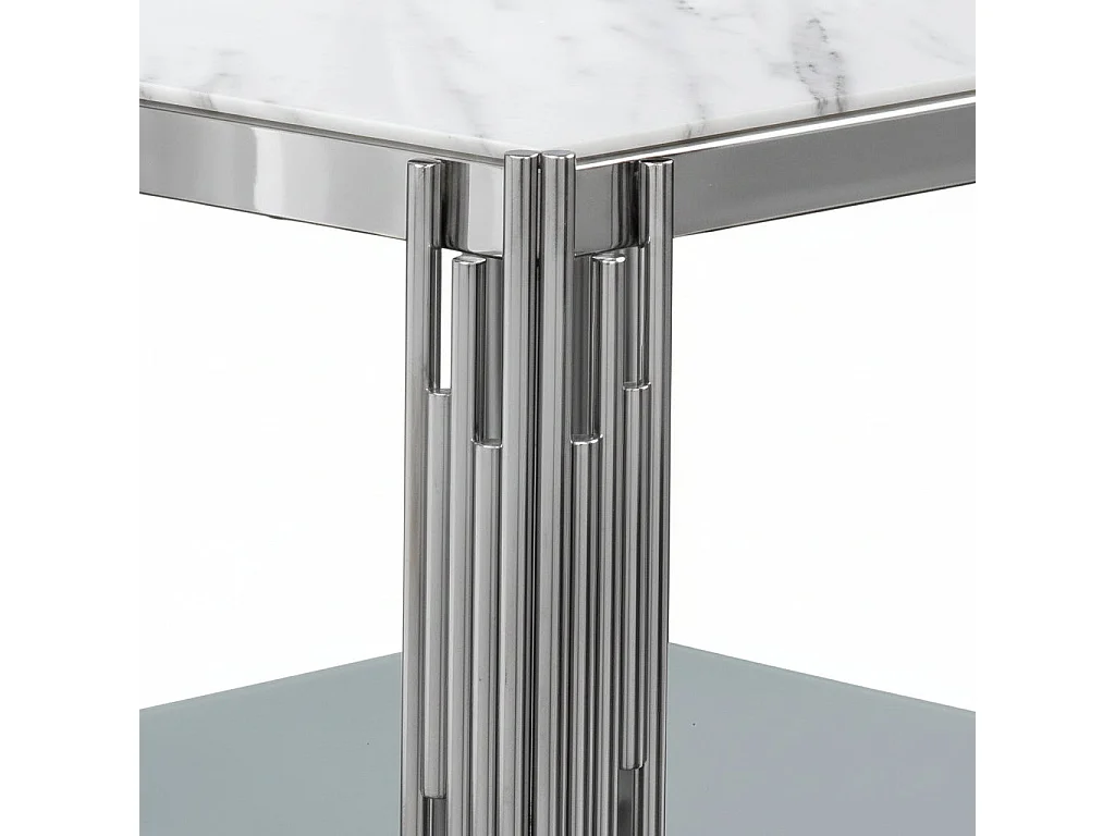 Guéridon Chrome Double Plateau – 50x50x55 cm FLUTE