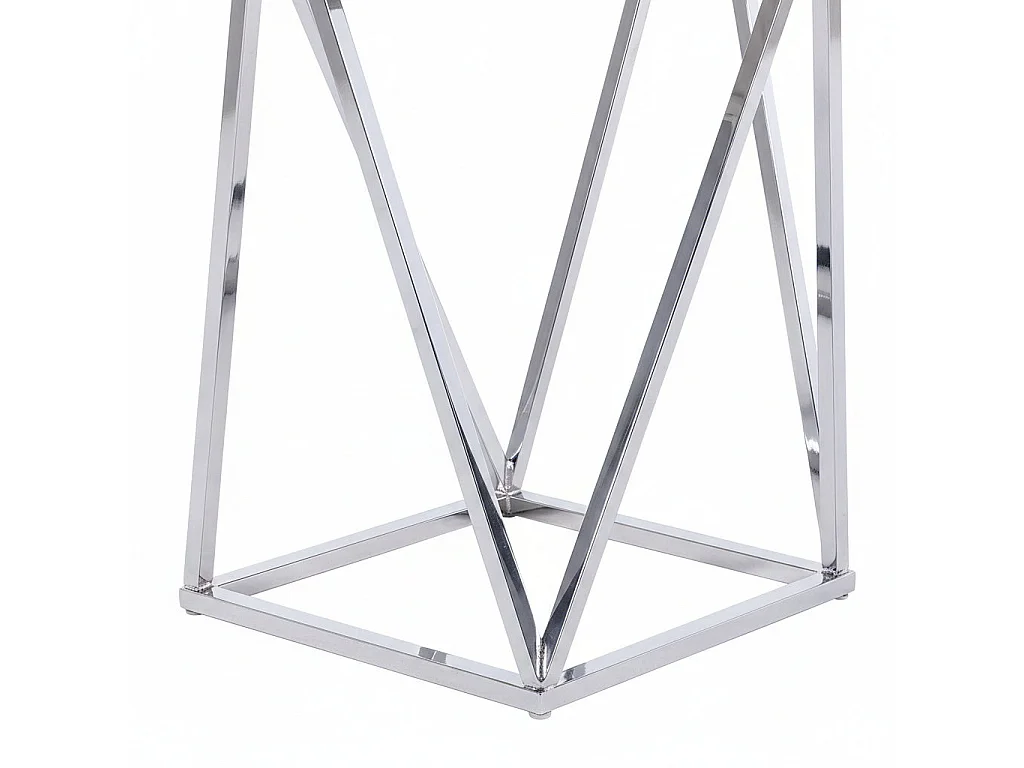 Bout de Canapé ALINA Chrome & Marbre Blanc – 50x50x56 cm