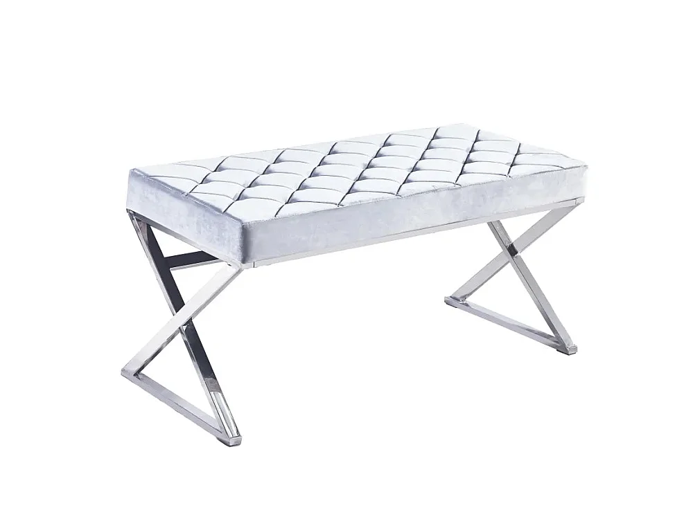 Banquette OLYMPE structure Inox et velours Gris