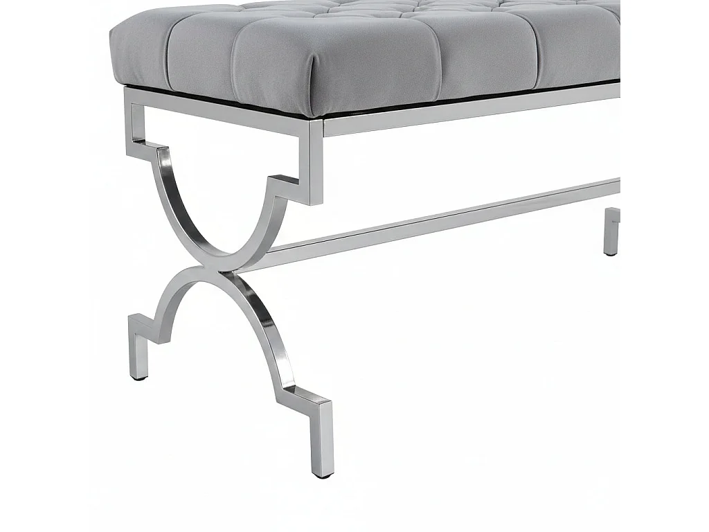 Banquette CROSS Capitonnée Chrome Velours Gris