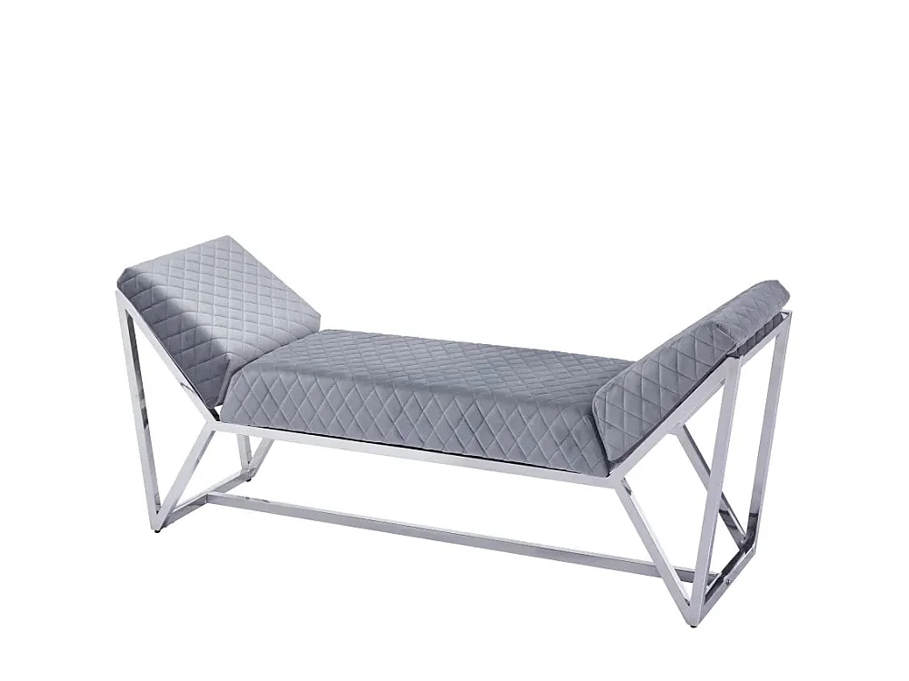 Banquette LOUNGE XXL Chrome en velours Gris