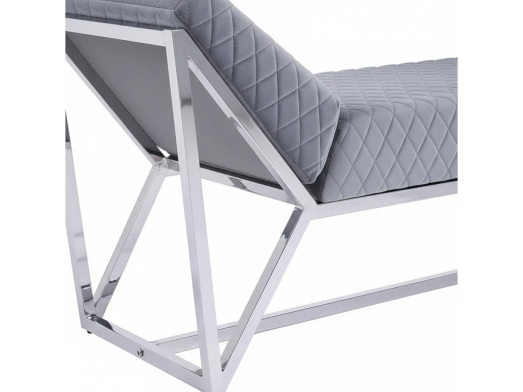 Banquette LOUNGE XXL Chrome en velours Gris