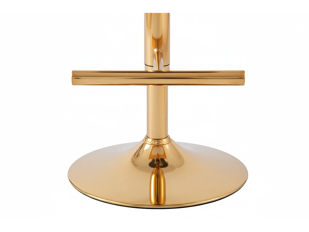 Lot 2 Tabourets de Bar Gabrielle Velours Moka Pieds Gold Hauteur Assise 65cm