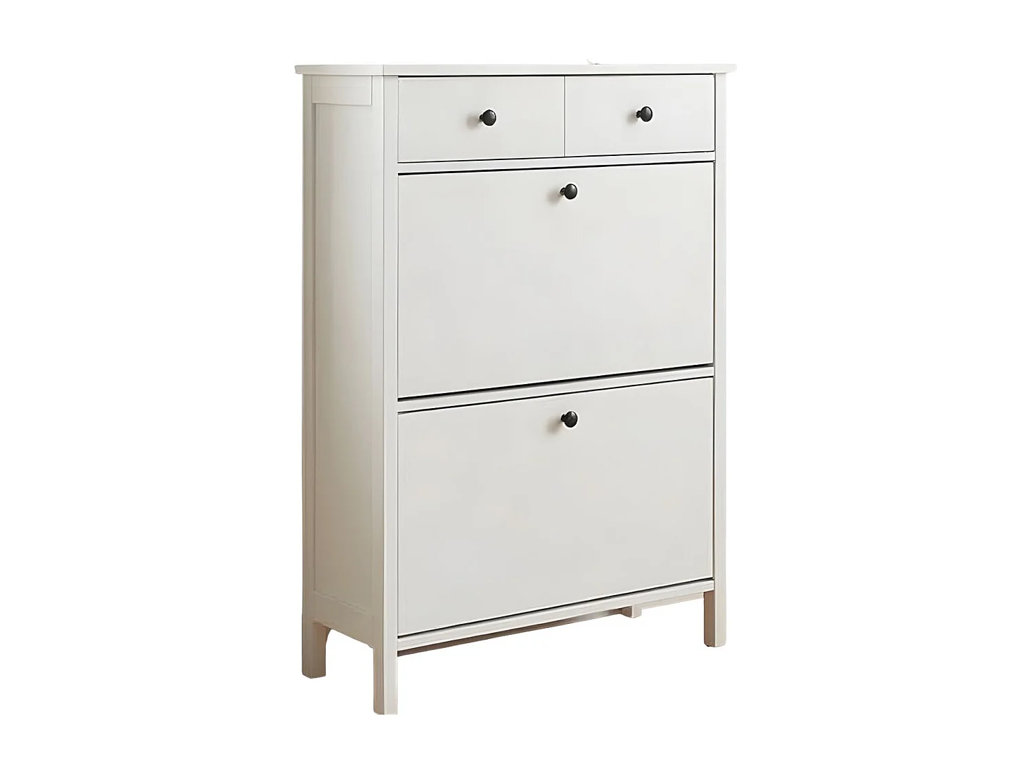 Noa & Nani Kira White Shoe Storage Cabinet - Slim Wooden Shoe Rack for Hallway & Entryway - Space-Saving Organiser Unit