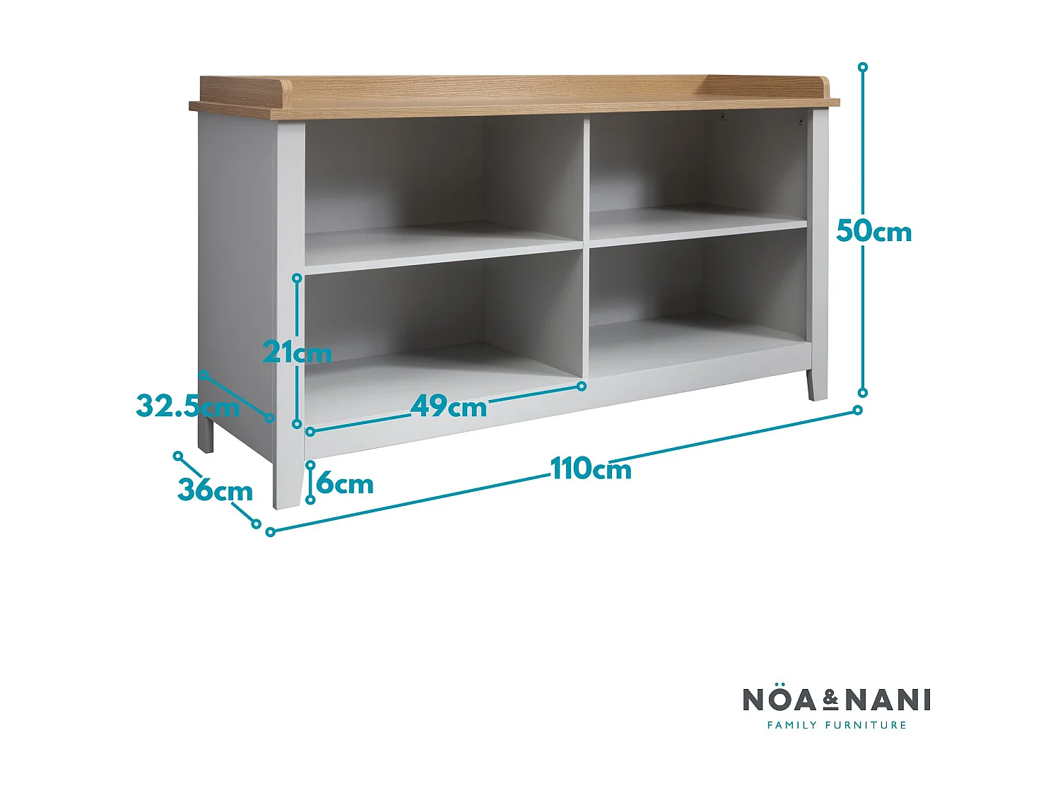 Noa & Nani Halmstad Storage Bench in Grey and Natural Pine