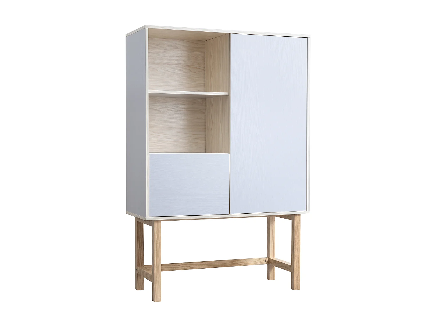 Noa & Nani Lundby Sideboard Cabinet, Scandinavian Style Living Room Cupboard with Shelves and 2 Doors, Natural Wood & Slate Grey Minimalist Hallway Storage Unit