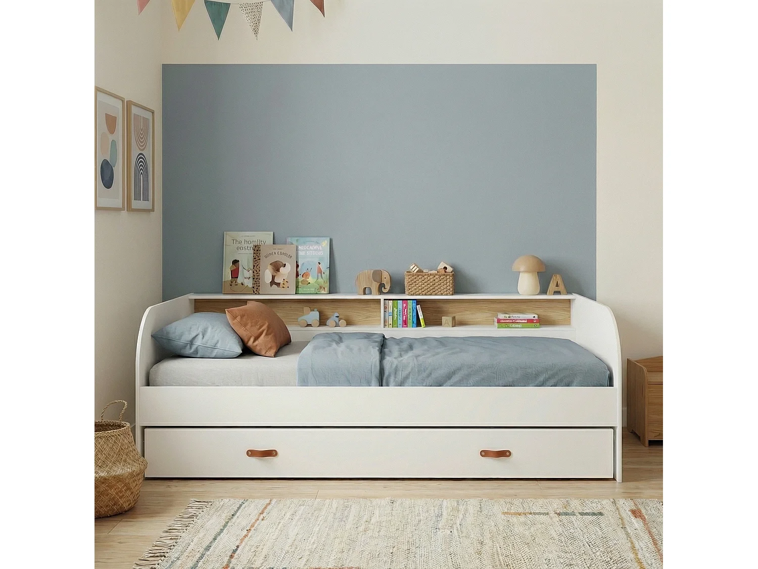 Noa & Nani Helene Day Bed with Pull-Out Trundle in White & Pine