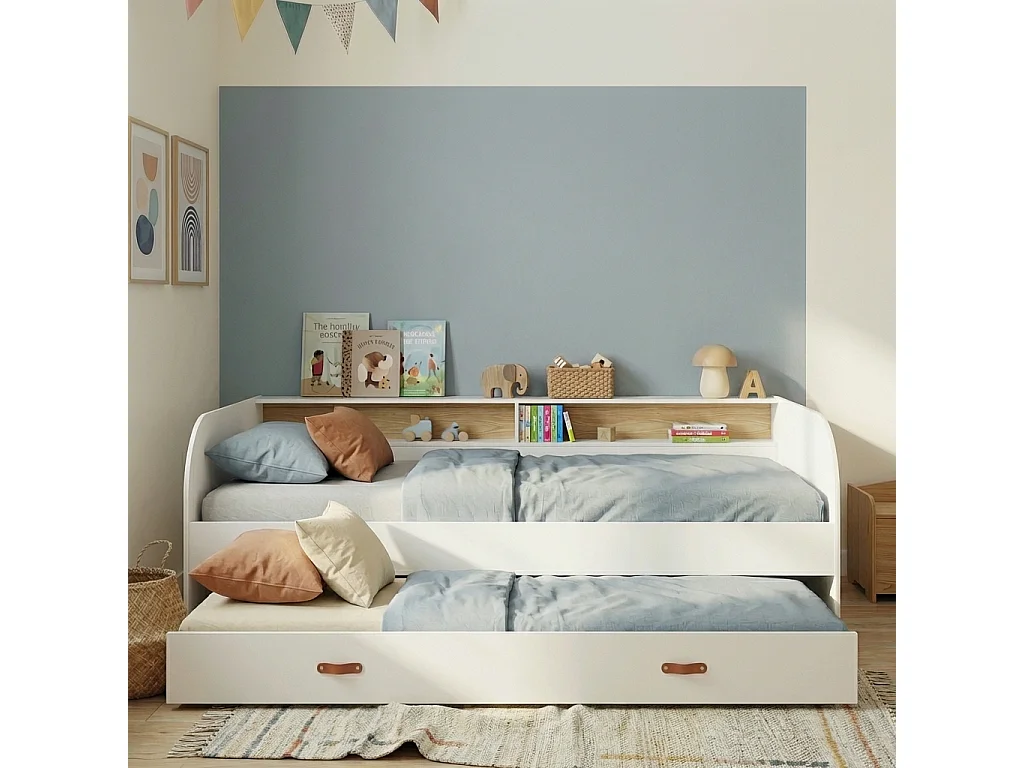 Noa & Nani Helene Day Bed with Pull-Out Trundle in White & Pine