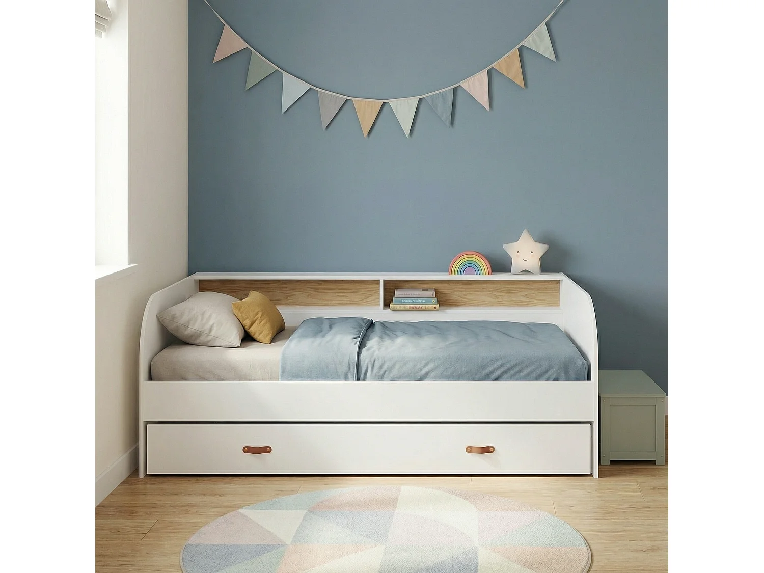 Noa & Nani Helene Day Bed with Pull-Out Trundle in White & Pine