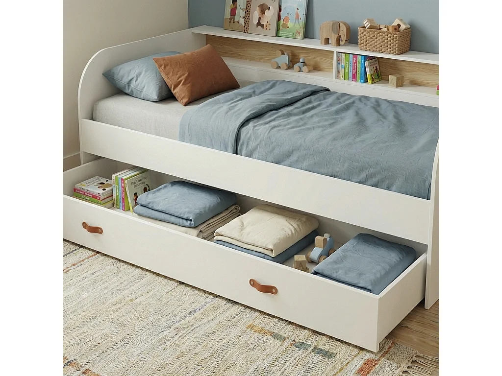 Noa & Nani Helene Day Bed with Pull-Out Trundle in White & Pine
