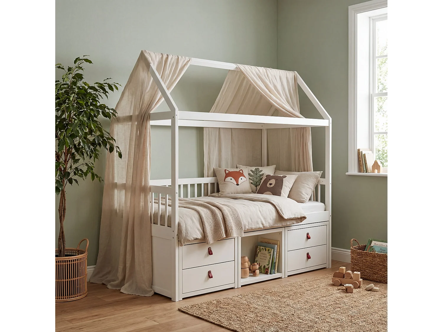 Noa & Nani Lottie Bo Peep House Day Bed with Storage Drawers in White
