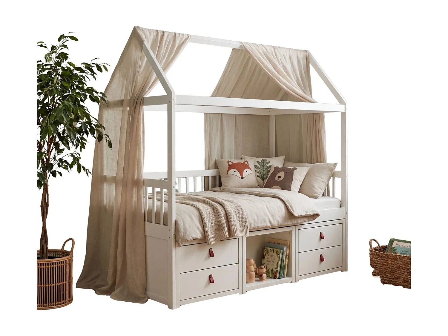 Noa & Nani Lottie Bo Peep House Day Bed with Storage Drawers in White