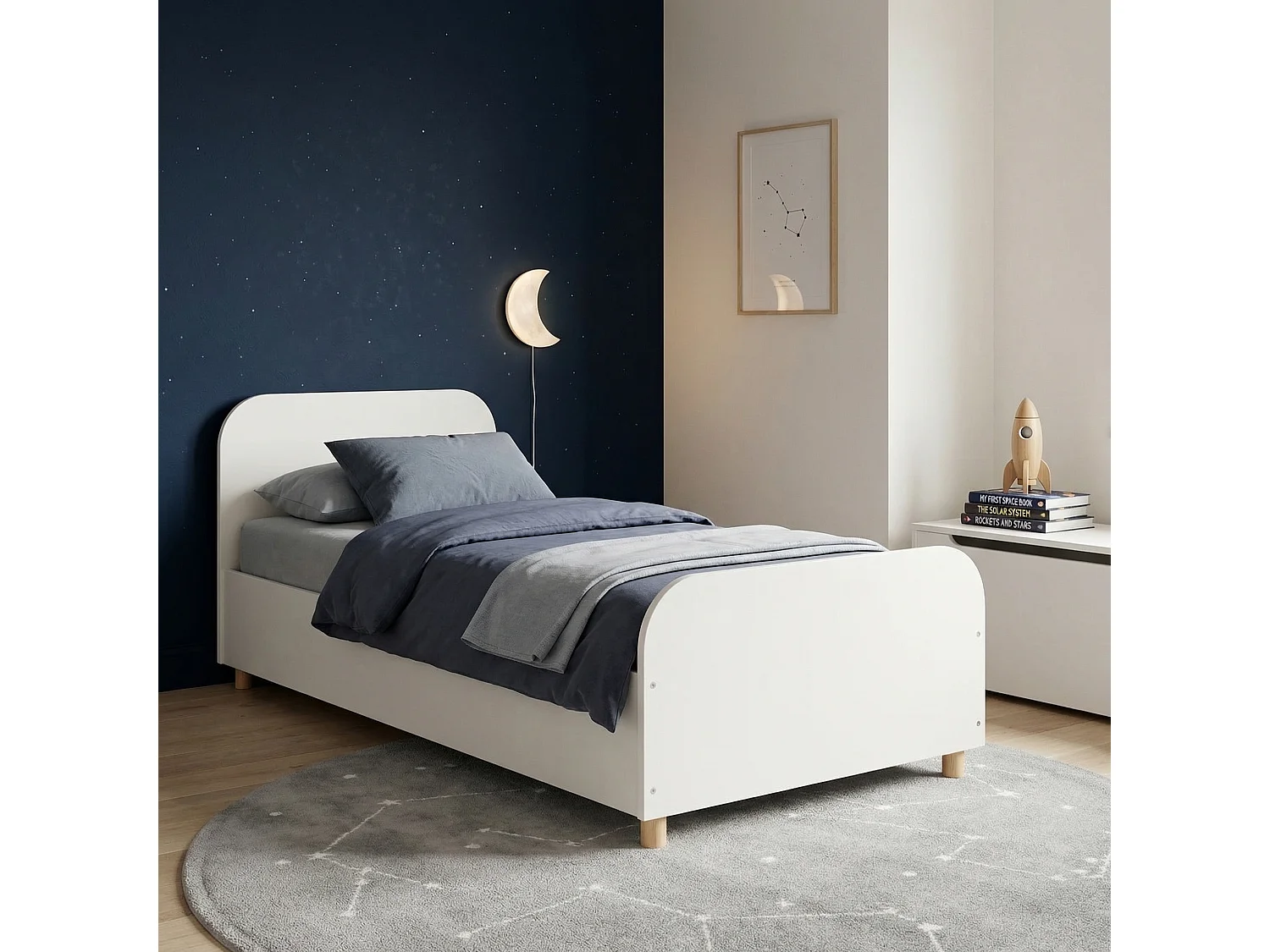 Noa & Nani Agnes Single Gas Lift Ottoman Bed with Storage in White