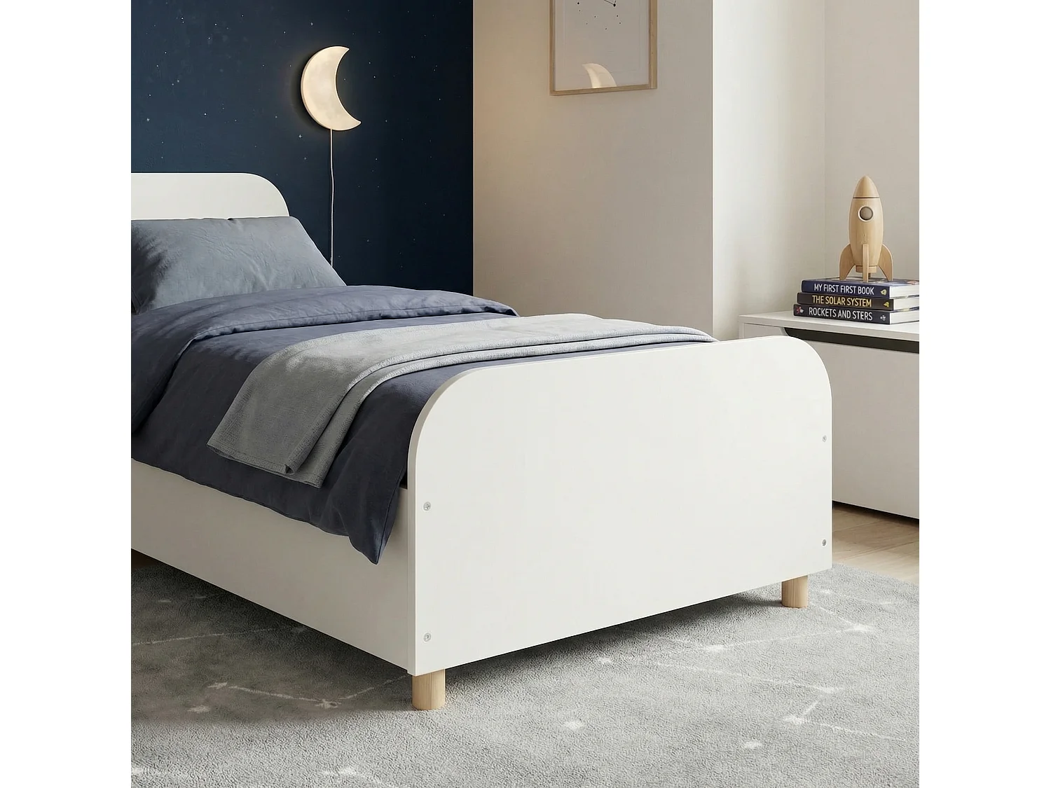 Noa & Nani Agnes Single Gas Lift Ottoman Bed with Storage in White