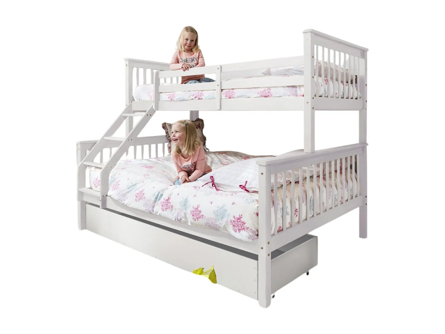 Noa & Nani Hanna Triple Bunk Bed with Flo Pull Out Trundle in White