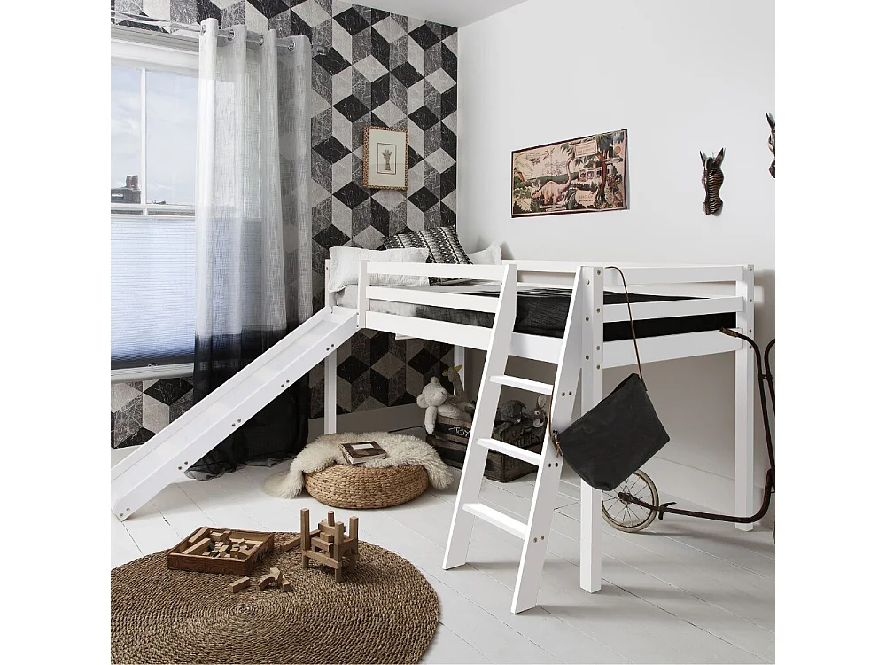 Noa & Nani Moro Cabin Bed Midsleeper with Slide in White