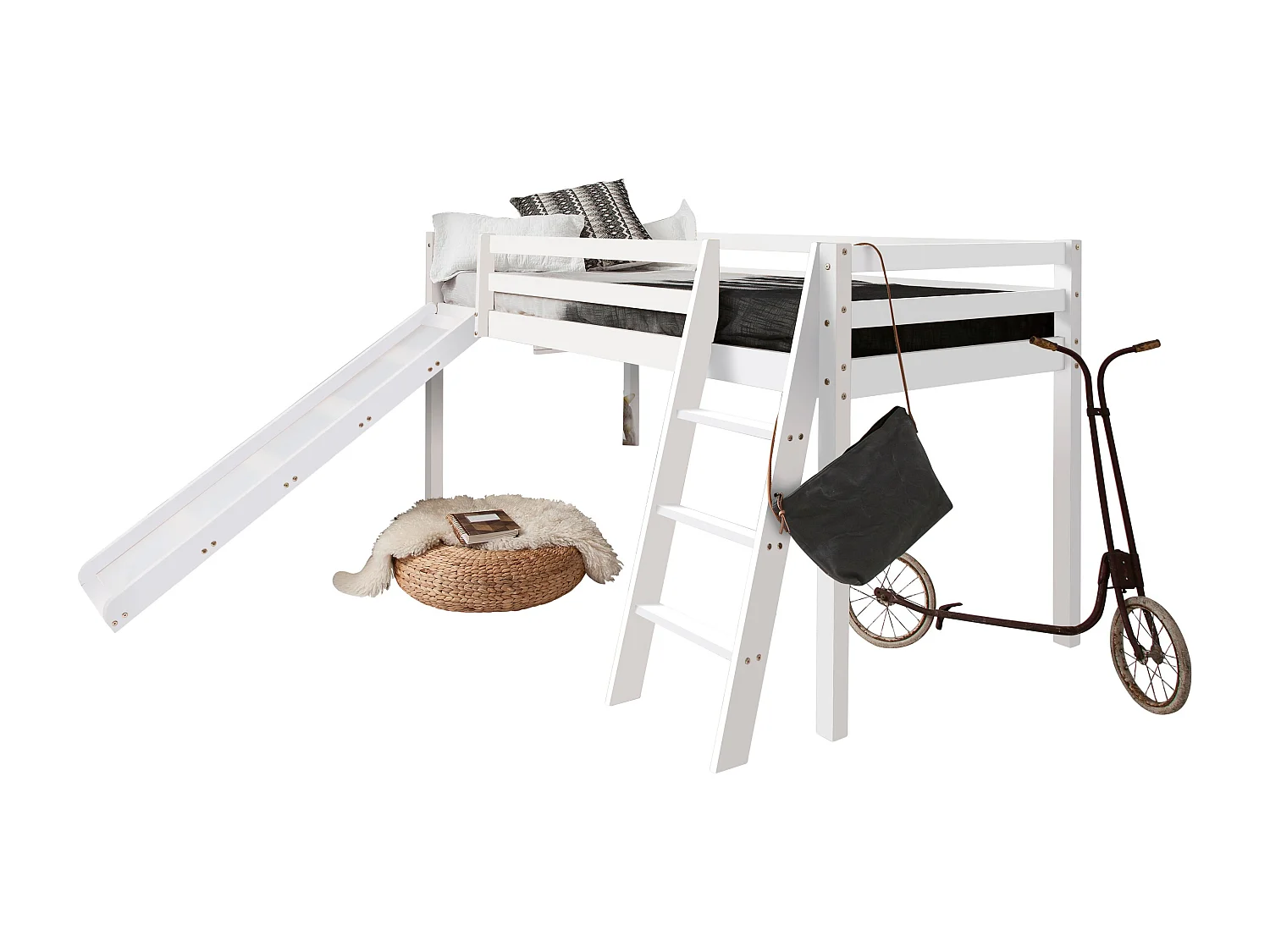 Noa & Nani Moro Cabin Bed Midsleeper with Slide in White
