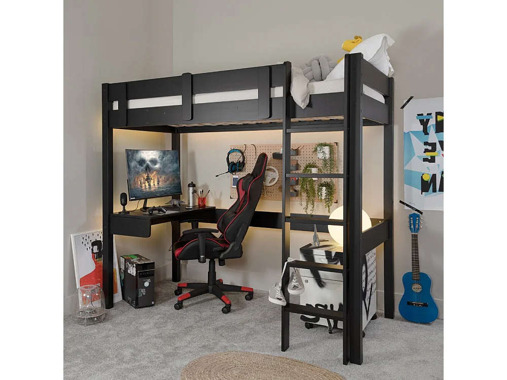 Noa & Nani Storm Gaming Station High Sleeper Cabin Bed in Black