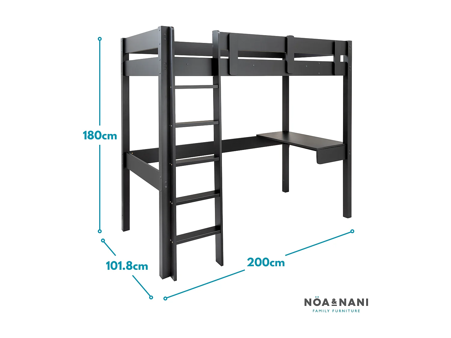Noa & Nani Storm Gaming Station High Sleeper Cabin Bed in Black