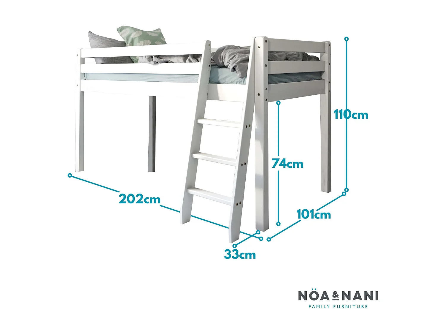 Noa & Nani Moro Cabin Bed Midsleeper in White