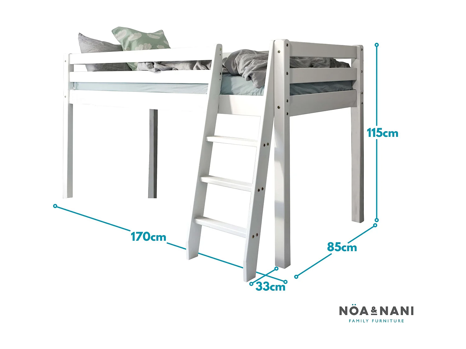 Noa & Nani Ontario Cabin Bed Midsleeper Shorty in White
