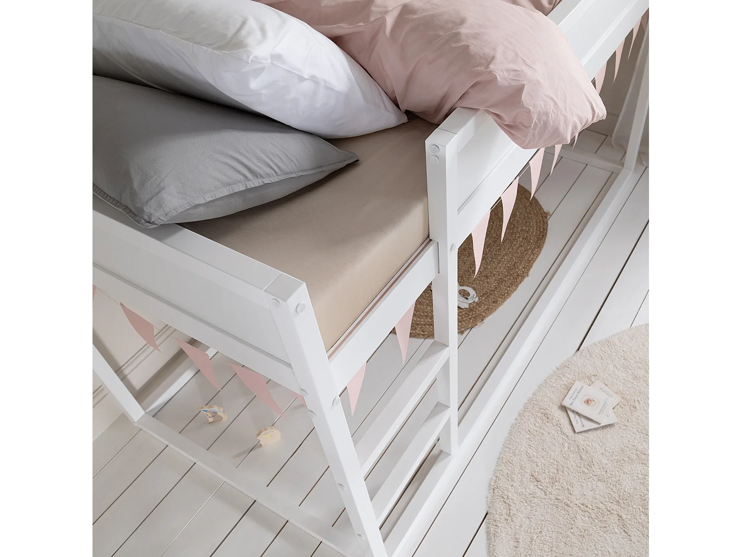 Noa & Nani Lykke Midsleeper Cabin Bed Reversible with Straight Ladder in White