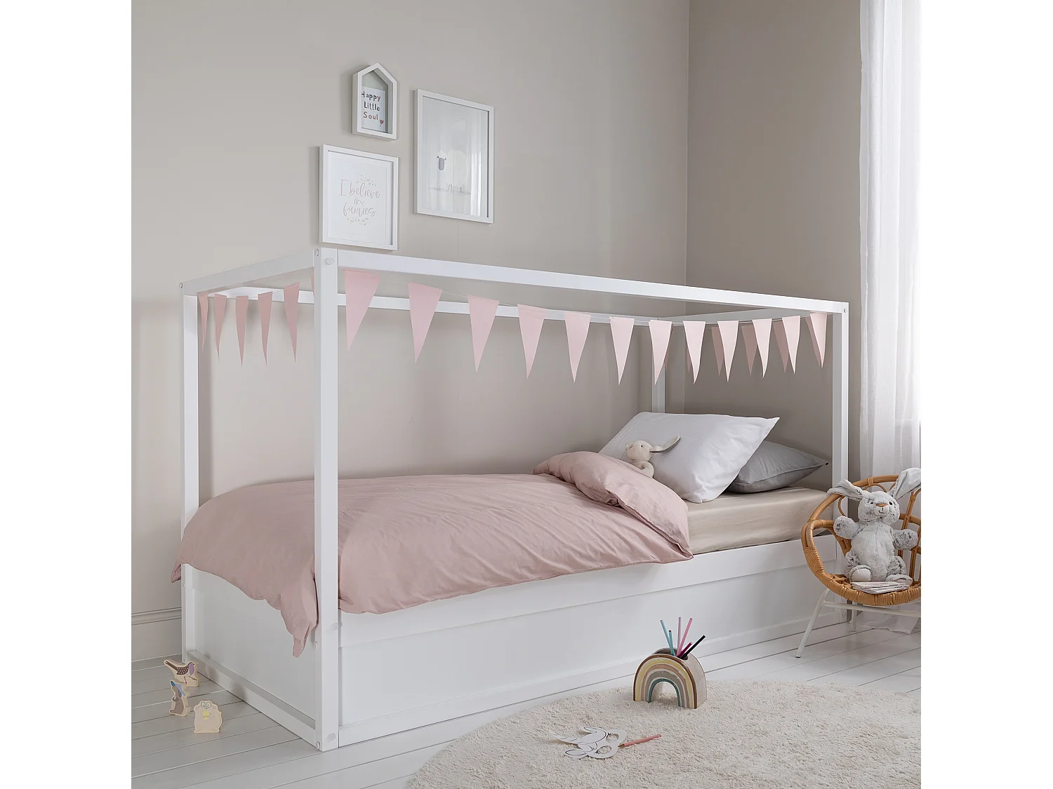 Noa & Nani Lykke Midsleeper Cabin Bed Reversible with Straight Ladder in White