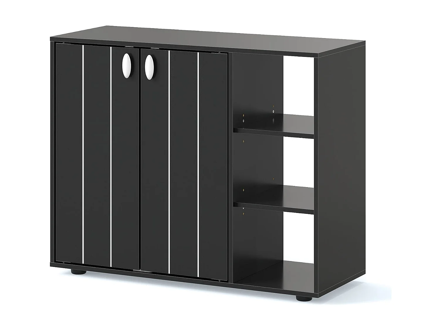 Mobiletto per scarpe con ante in legno autonomo per ingress, Scaffale porta scarpe a 3 ripiani con mensole regolabili Nero