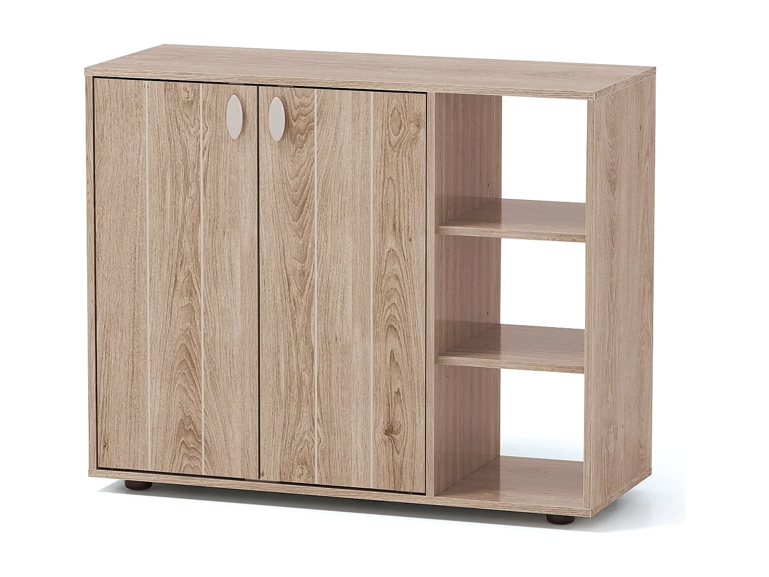 Meuble à Chaussures avec Portes Range-Chaussures à 3 Niveaux avec Étagères Ouvertes Réglables 80 x 31 x 64,5cm Naturel
