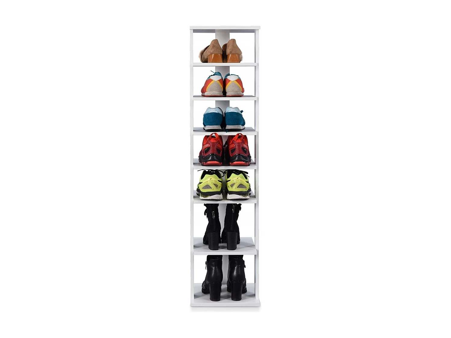Schuhregal aus Holz Schuhständer 8-stöckig Schuh-Organizer vertikal Lagerregal Weiß
