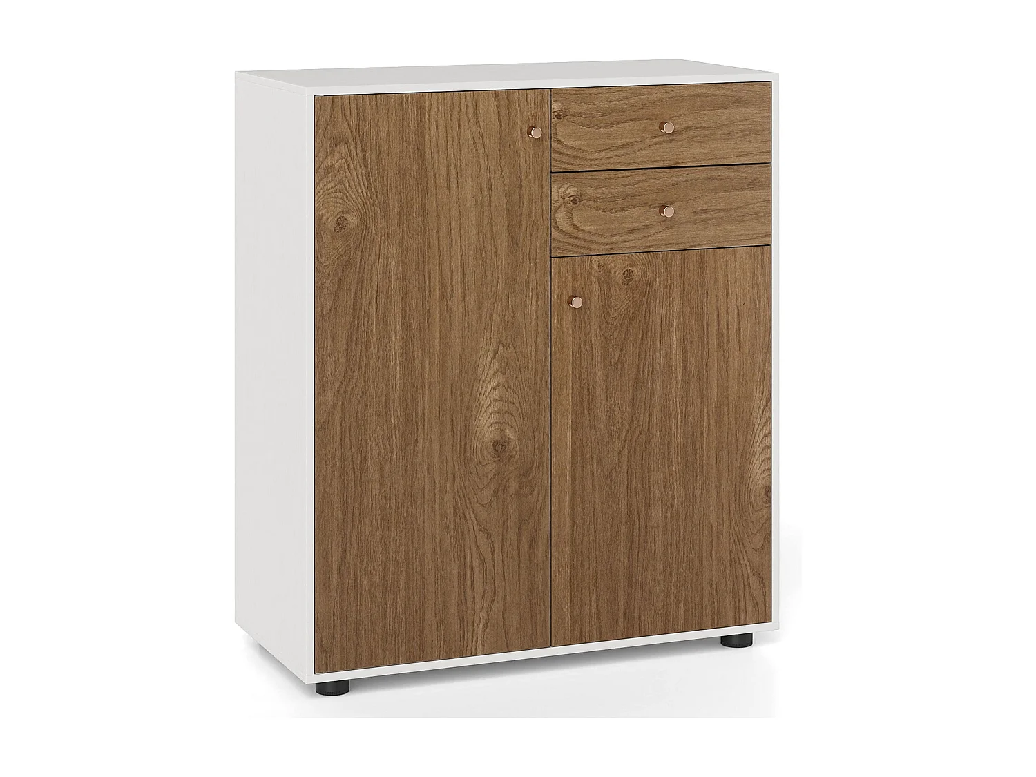 Buffet Meuble de Rangement Cuisine à Buffet Meuble Bar avec 2 Tiroirs 2 Portes et 3 Étagères Réglables Organisateur de Rangement Naturel