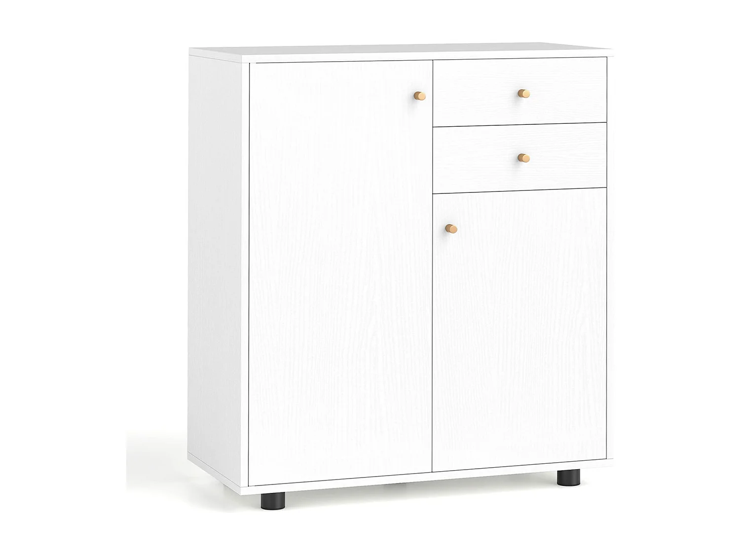 Mobile buffet con 2 cassetti, 2 ante e 3 ripiani regolabili Credenza Mobile contenitore Bianco