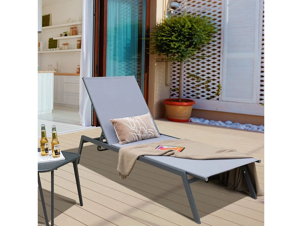 Lettino da giardino con schienale regolabile Lettino da spiaggia