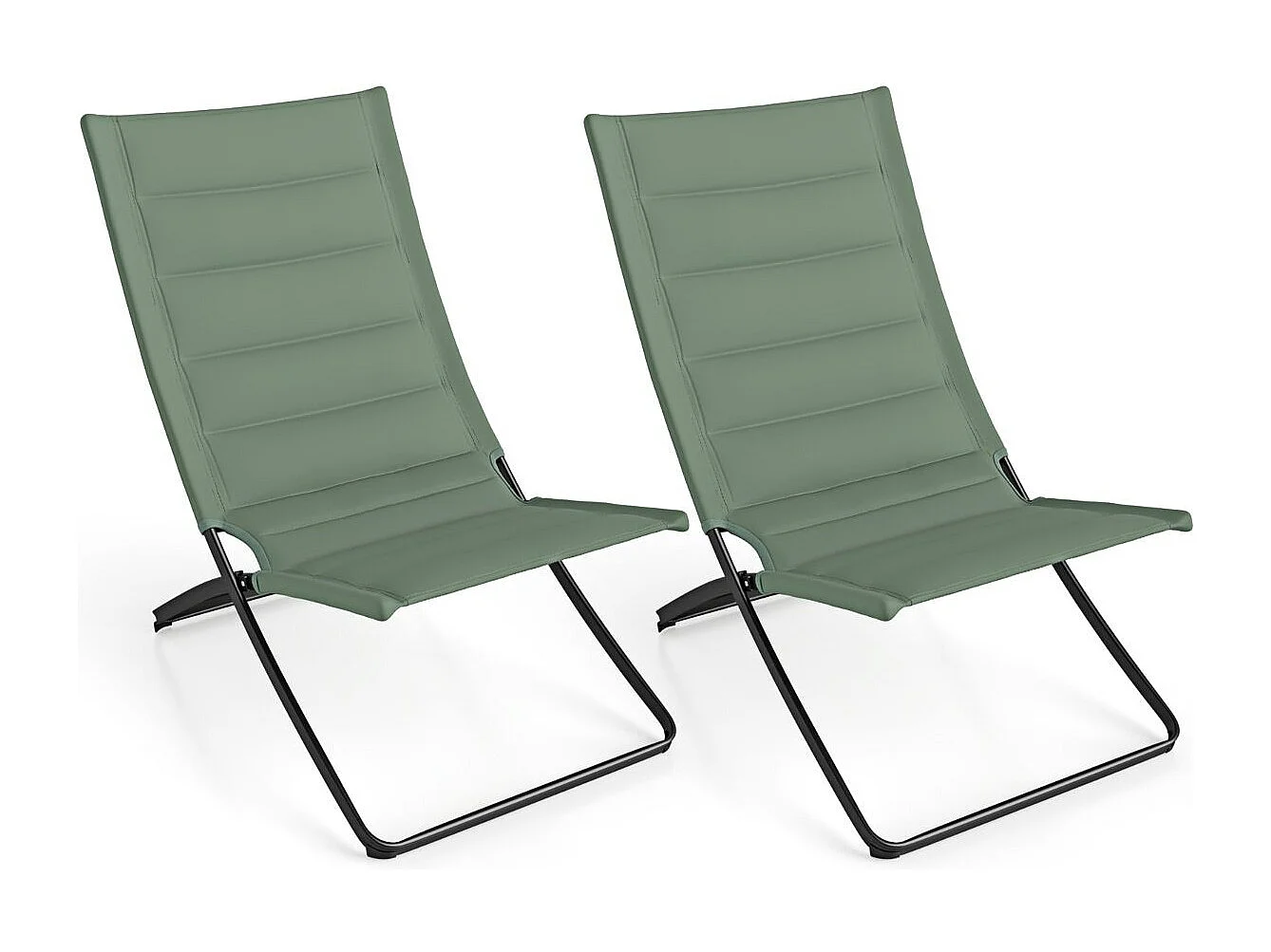 2er Set Klappbare Strandstühle mit Gepolsterten Rückenlehnen & Sitzen Faltbare Campingstühle Grün