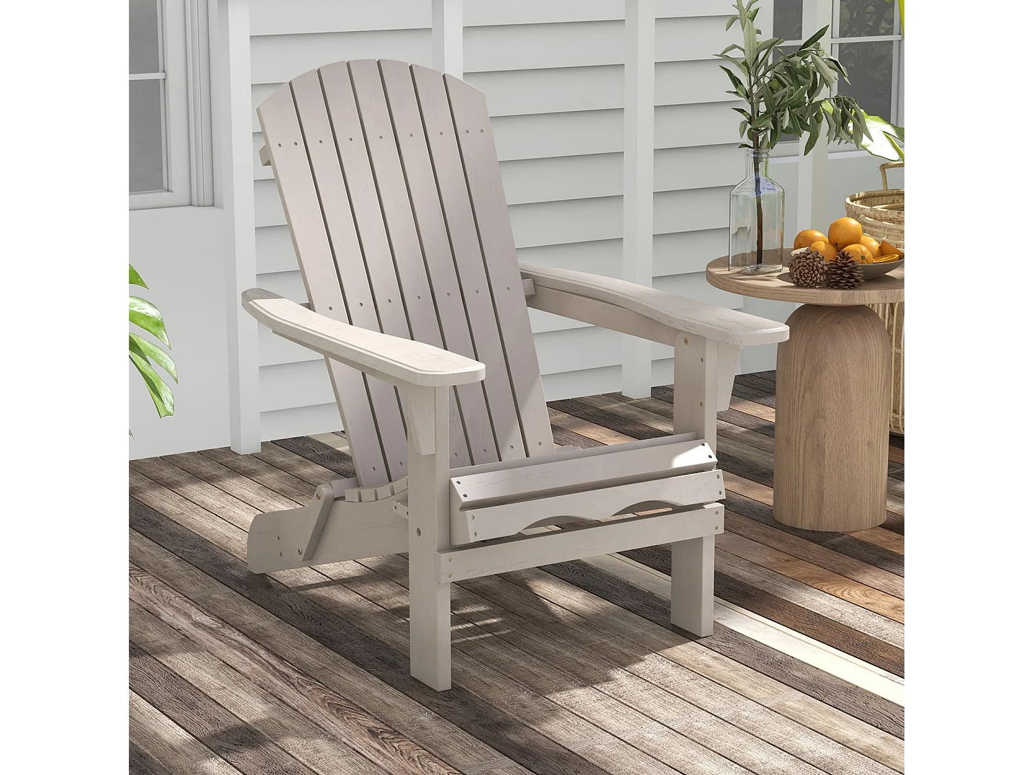 Chaise Adirondack Pliante Chaise Longue Pliante en Bois Dossier Haut Accoudoirs Larges Capacité 180 KG Chaise Longue Adirondack Gris