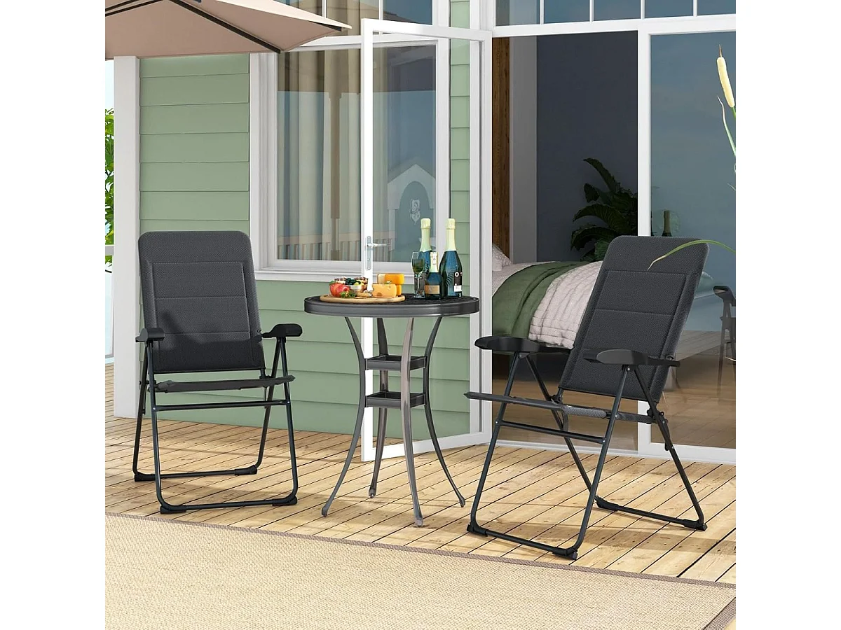 2er Set Gartenstühle mit 7-fach Verstellbarer Rückenlehne Klappstühle Balkonstühle Grau