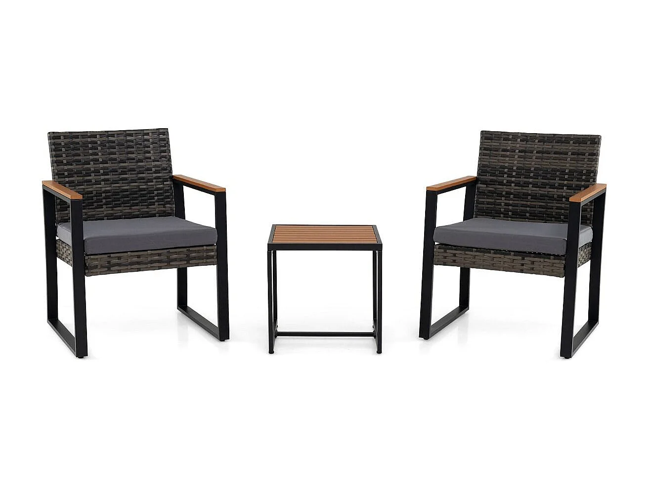 Set di mobili da balcone con 2 sedie e tavolino e morbidi cuscini Set da salotto grigio