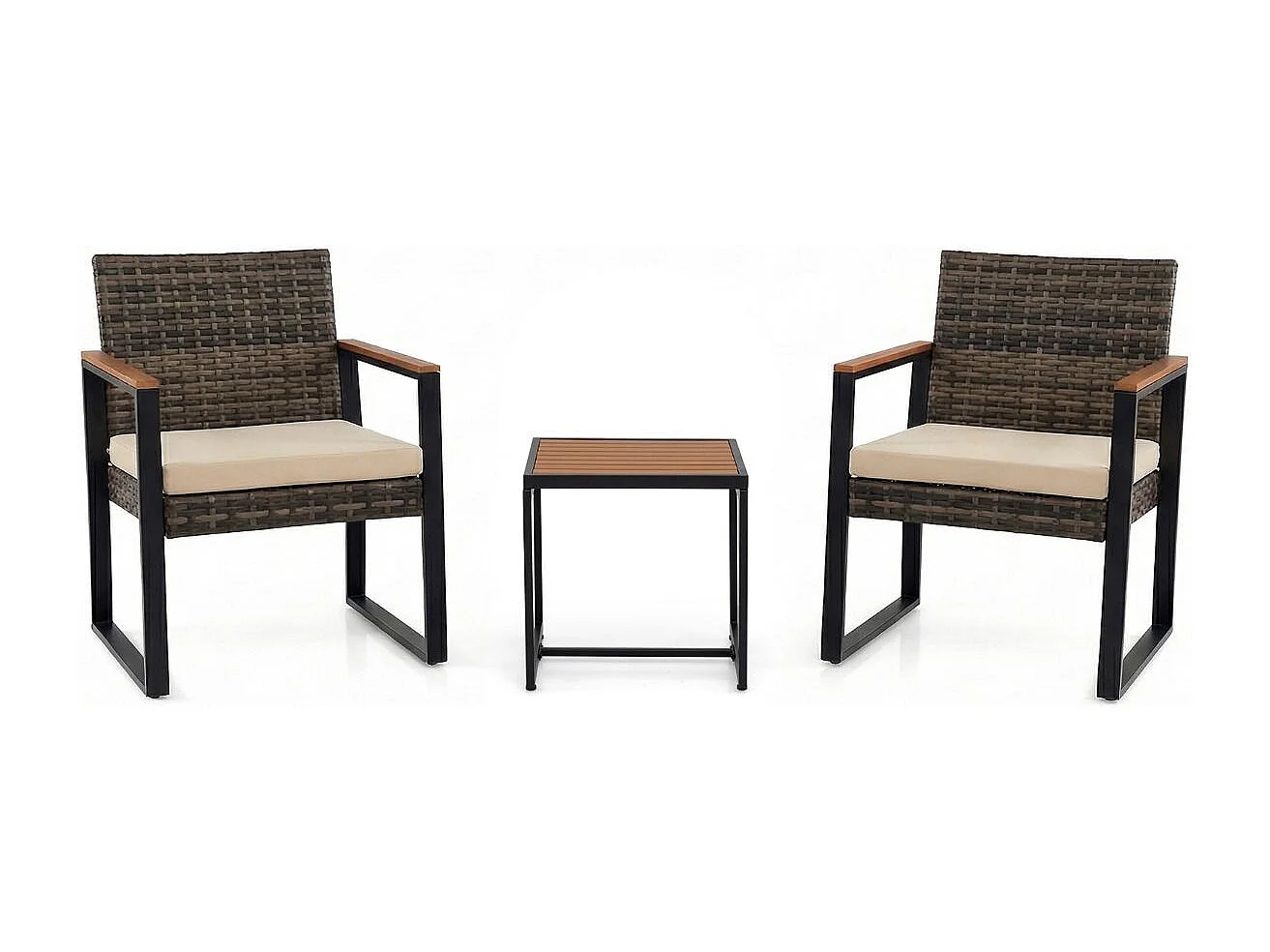 Set di mobili da balcone con 2 sedie e tavolino e morbidi cuscini Set da salotto Beige