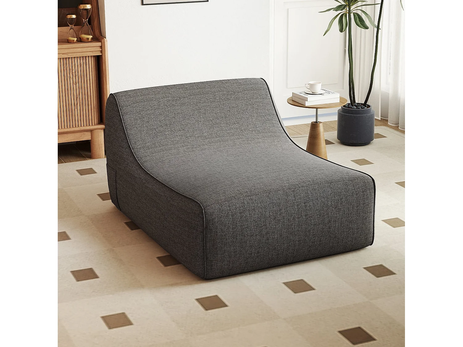 Aufblasbarer Lounge-Sessel ergonomisches aufblasbares Lazy Sofa mit abnehmbarem Bezug Grau